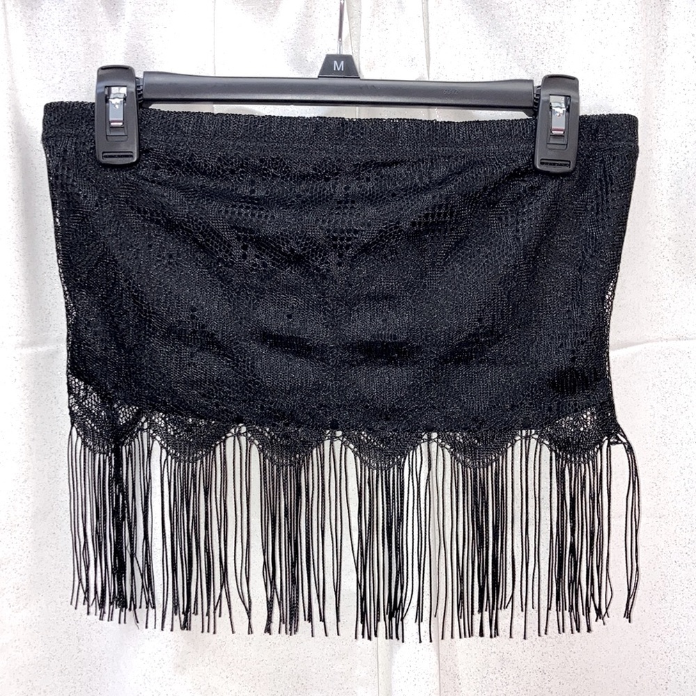 Lace & fringe tube top